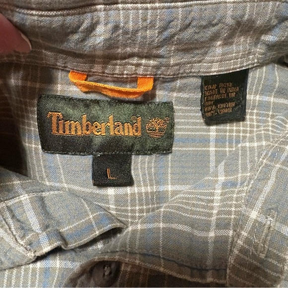 Timberland Men's Blue Plaid Button Down Shirt - Picture 3 of 4